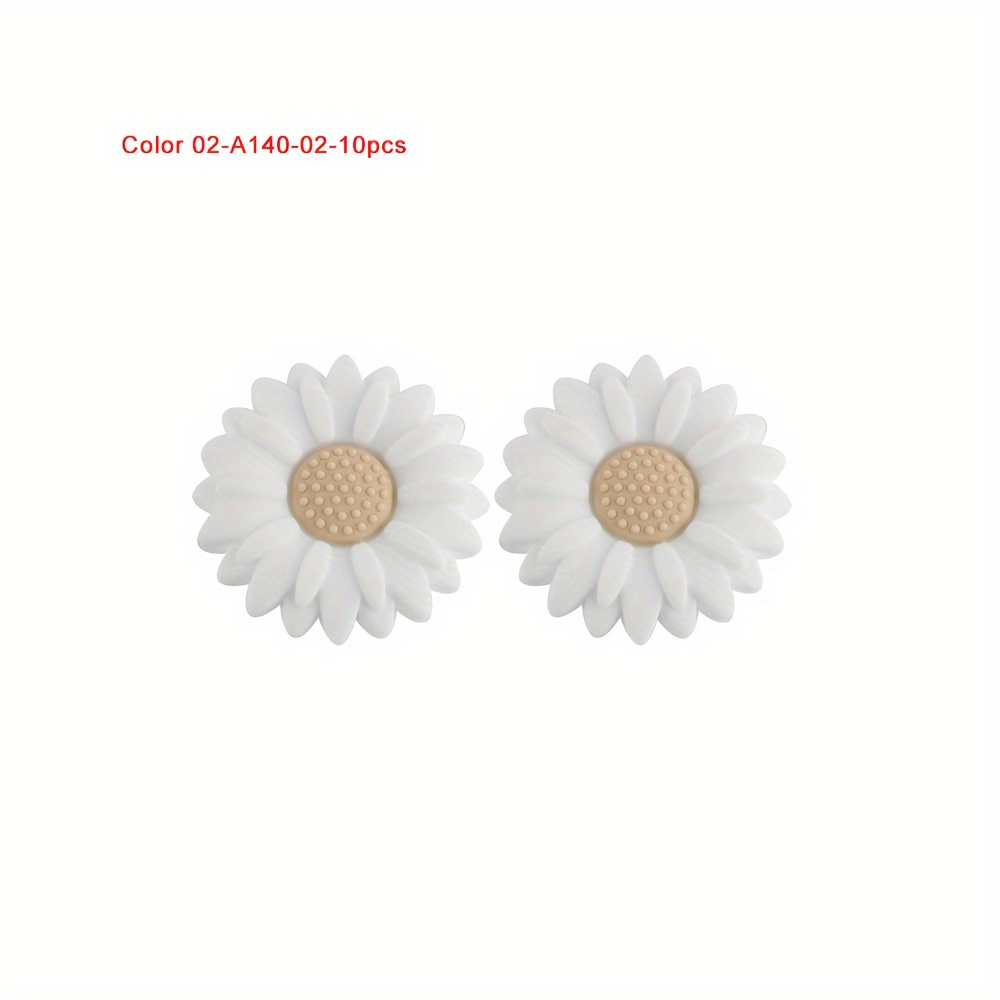 10pcs 20mm Colors Of Sunflower Silicone Beads, Including Pink, White, Yellow, Purple, Etc., Used For Manual Decoration, Keychains, Bag Pendants, Etc
