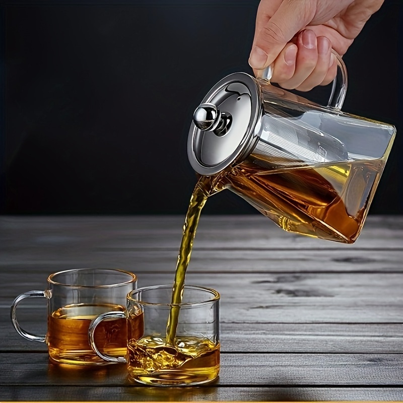 

1/3pcs, Glass Teapot With Stainless Steel Infuser, Square Shaped Clear Teapot For Loose Leaf Tea, Ideal For Home, Office, And Restaurant Use, Tea Accessories