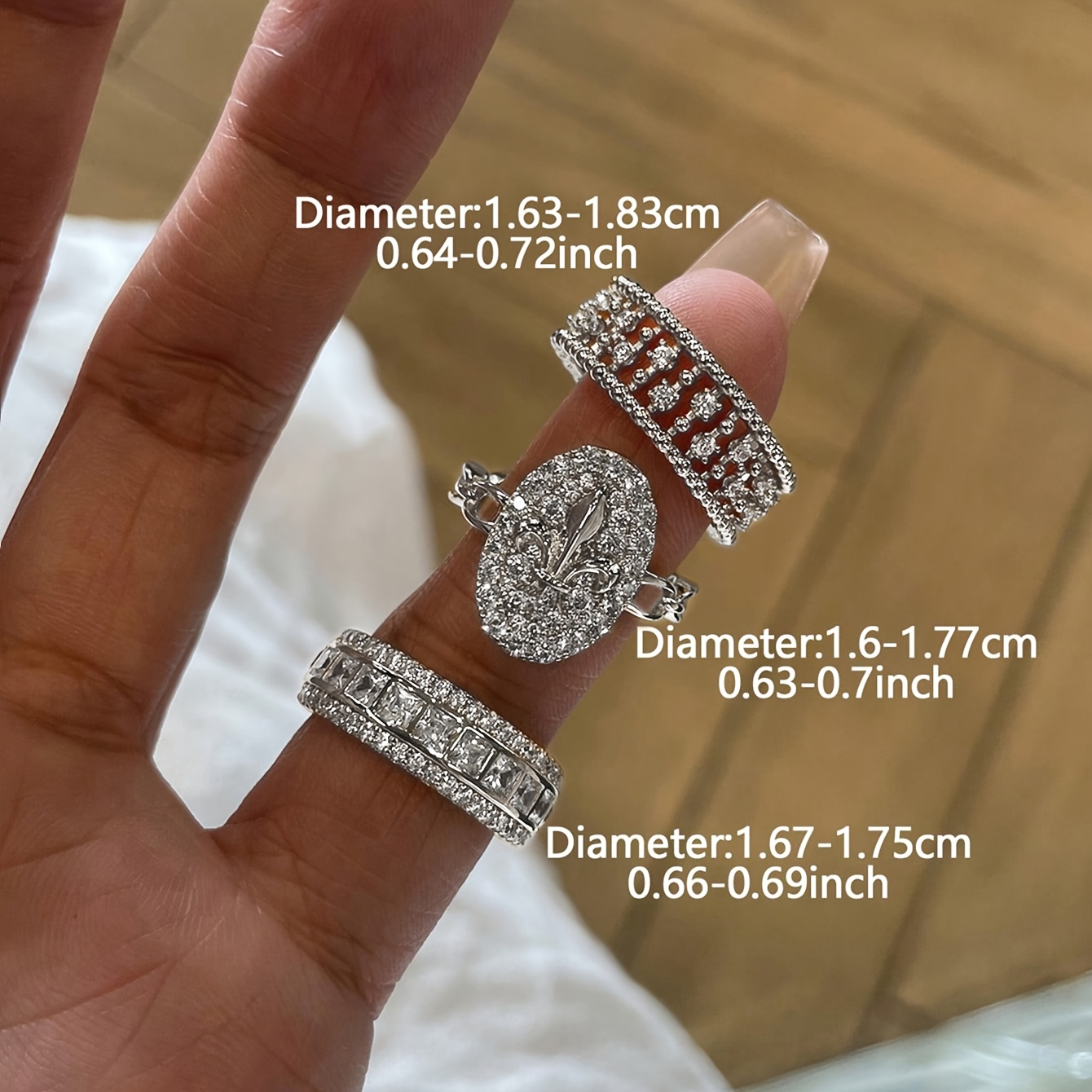 3pc Unisex Stackable Zirconia Ring Set, Elegant Luxury