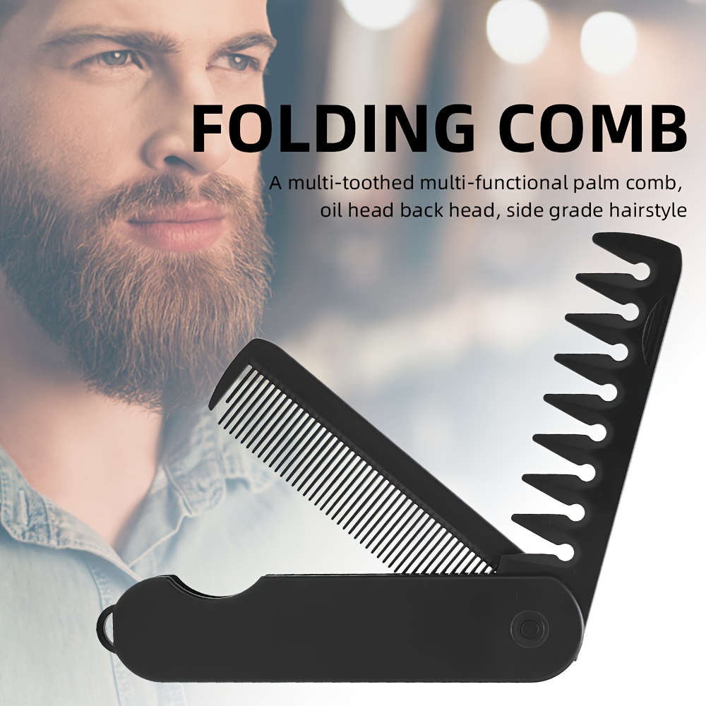 2 in 1 mens folding comb oil head comb back head comb wide tooth texture styling comb portable travel folding comb