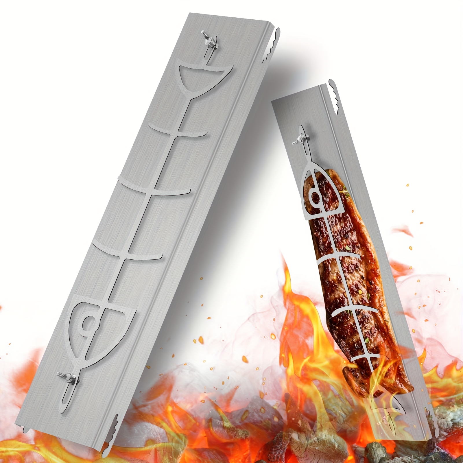 TEMU Fish Grill Pan Stainless Steel Grill Frying Pan Multipurpose Kitchen Utensils For Fish Seafood Preparation Outdoor