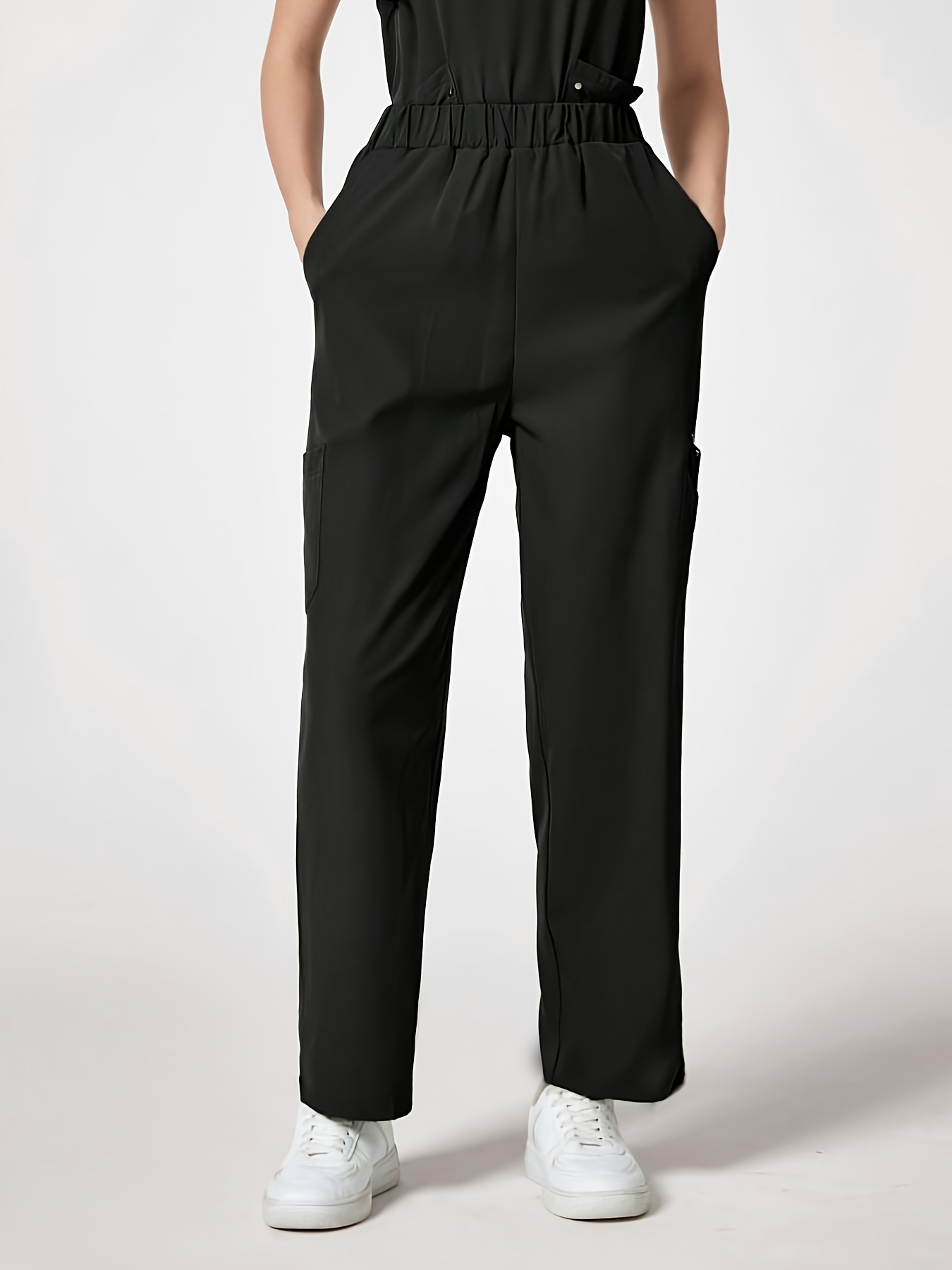 Womens Elastic Waist Cargo Pants Multiple Pockets Casual