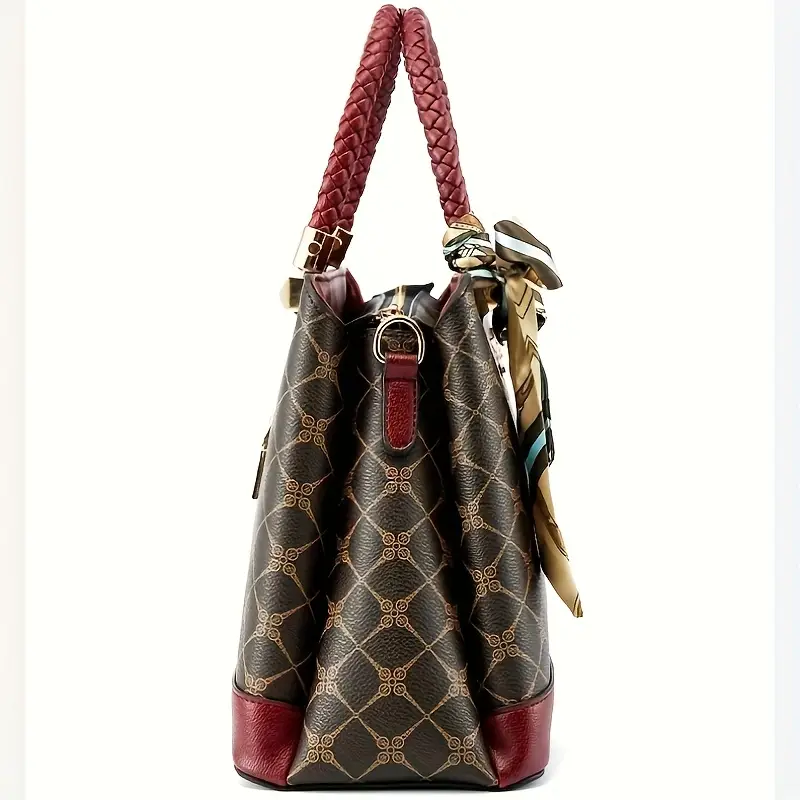 luxury tote bag spring summer handbag single shoulder bag crossbody bag for women commuting printed middle eastern womens mom bag high end old flower same large capacity womens bag with ribbon Product details 5