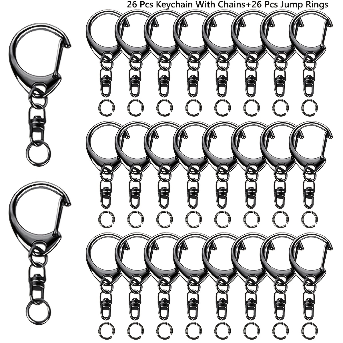 TEMU 52pcs Swivel Spring Keychains (includes 26pcs Keychains And 26pcs Open Jump Rings) Bulk, Suitable For Crafts, Gifts, And Additions For Bags And