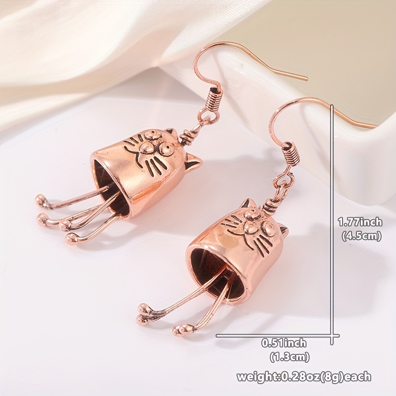 Vintage Copper Cat Earrings, Bohemian Style Gift