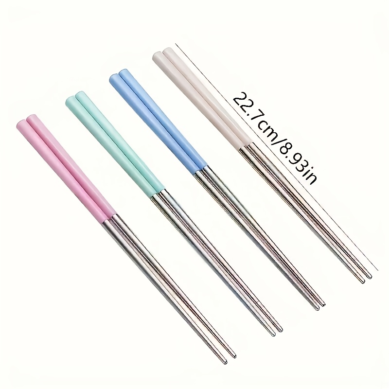 TEMU 4 Paires de Béquilles en Acier Inoxydable, Réutilisables, Antidérapantes, Lavables au Lave-Vaisselle, Idéales comme Cadeaux, Accessoires de