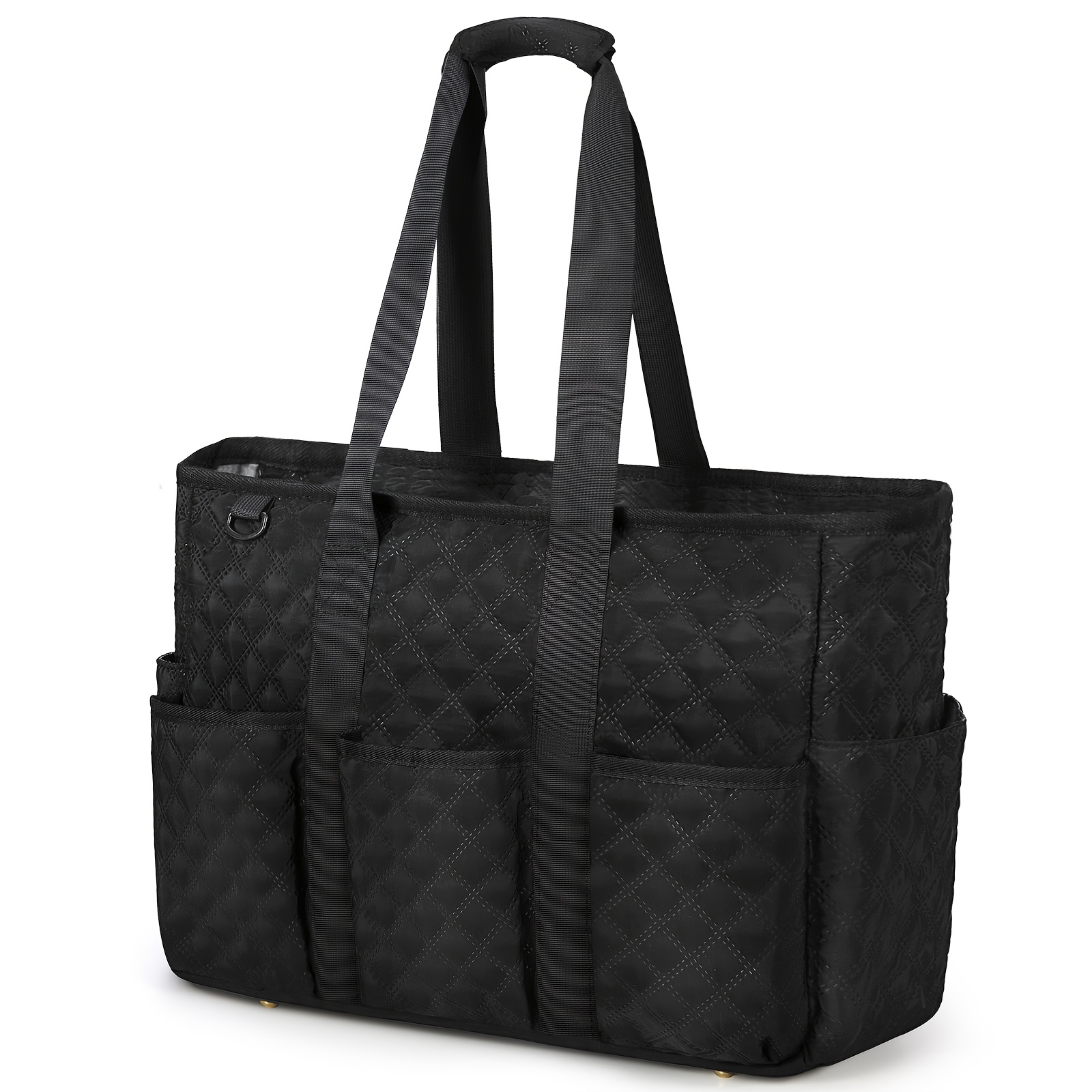 RAINSMORE Women's Teacher Tote Bag, Large Laptop Bag with 15.6-Inch Laptop Compartment, Nurse Tote Shoulder Bag for College and Beach Travel, Black - Image 5