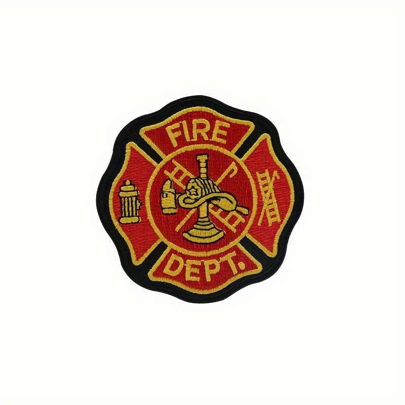 1pc . Red Embroidered Fire Badge Iron-on Or Sew-on Patch Applique For Clothes Backpack Canvas Bag Baseball Cap Decoration Additions Gift