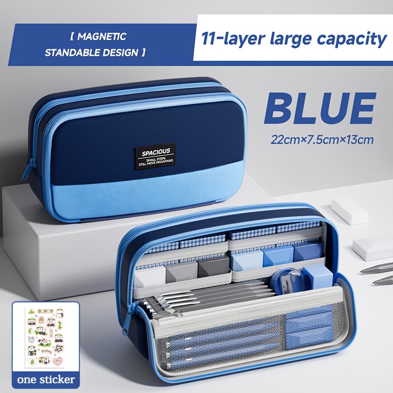 TEMU Aesthetic Men's Large Capacity Magnetic Pencil Case, Modular Stationery Box, Easy And Stylish Pencil Case, Back-to-school Essential