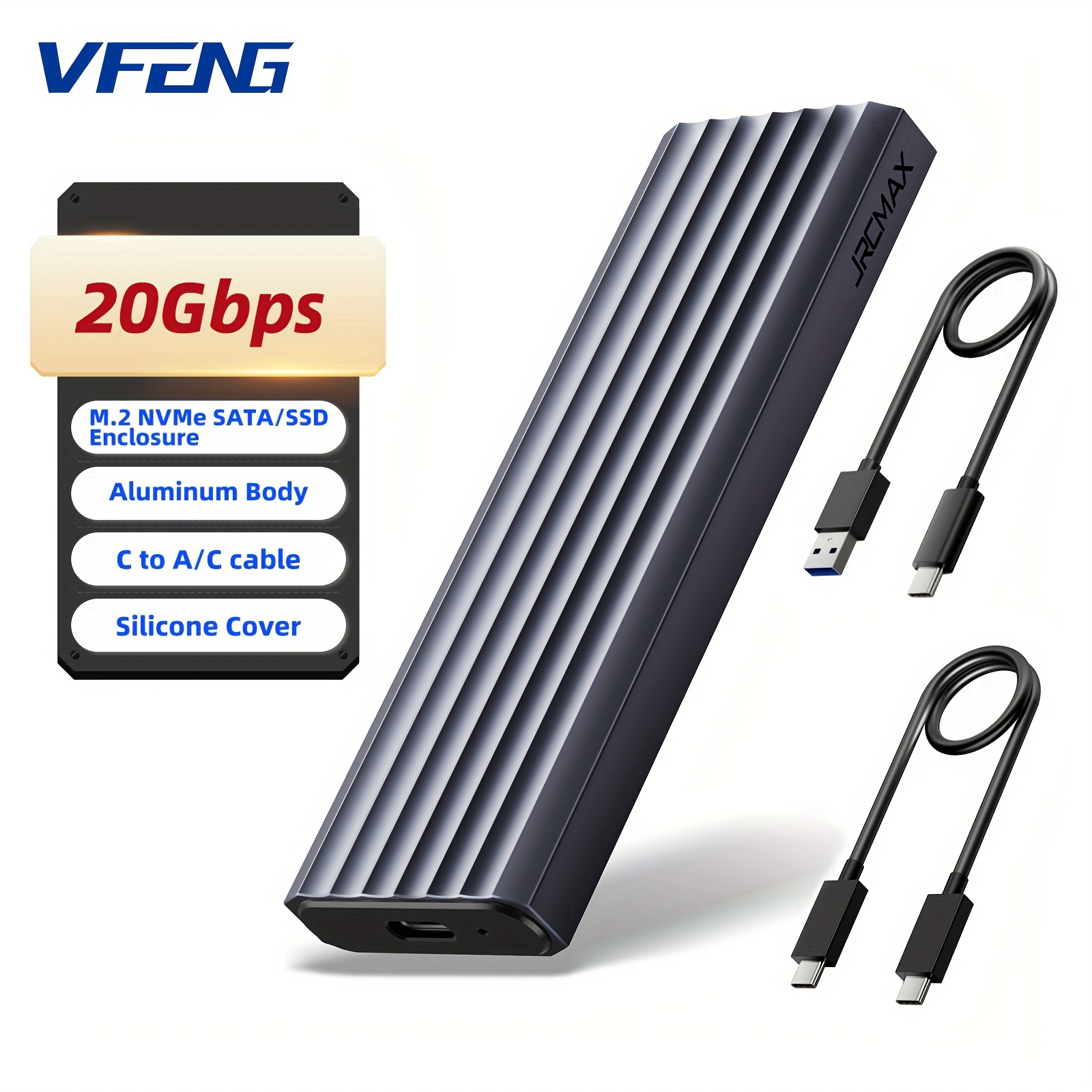 

Vfeng 20gbps M.2 Sata Ssd Enclosure, Usb 3. 2 Sata External Enclosure, M.2 Ssd To Usb Adapter For 2280/ 2230/ 2242/ 2260, Supports Uasp &m Ssd