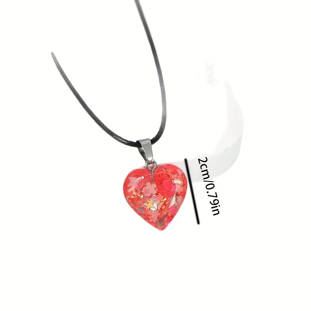 12pcs Natural Fluorescent Resin Pendant Heart Shaped for Jewelry Making