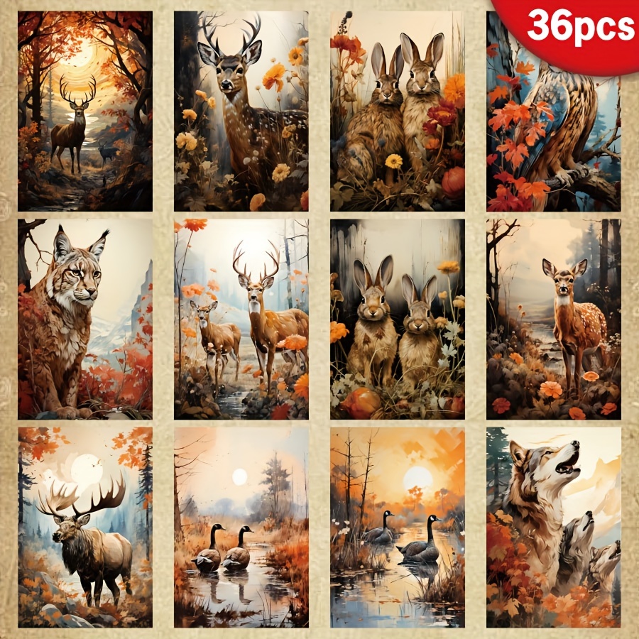 

36-sheet A5 Rabbit & Jungle Animal Scrapbook Paper Set - Uncoated, Recyclable Diy Crafting Sheets For Greeting Cards, Bullet Journals & Decorations Paper Pads For Scrapbooking