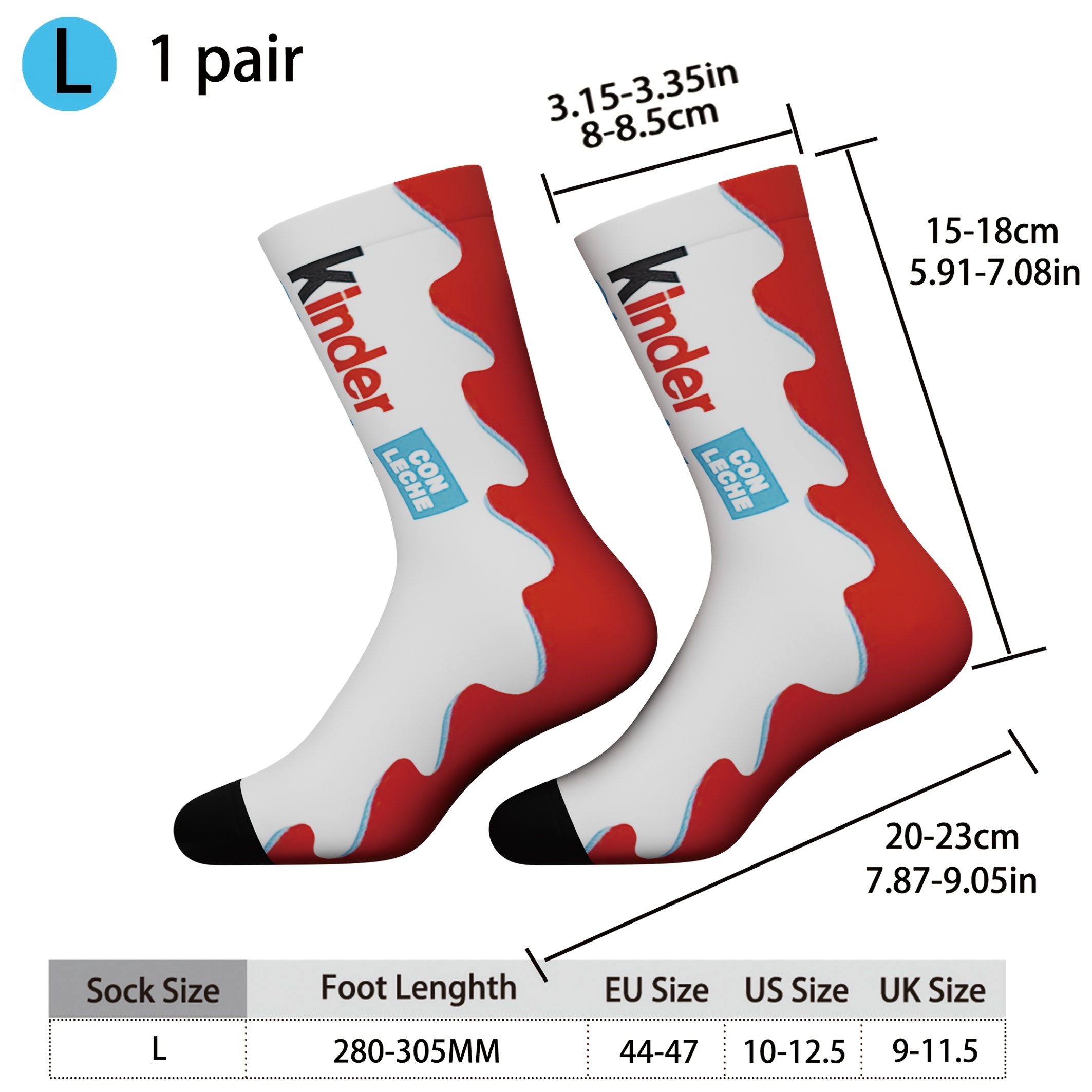 E-shop 1 Paar Herren & Unisex Vintage Hip-Hop Kniestrümpfe mit Dessert-Print – Elastisch, Bequem, Atmungsaktiv – Ideal für Zuhause, Sport, Partys,