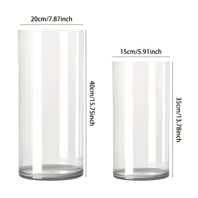 Two Extra-Large Transparent Cylindrical Vases for Floral Arrangements