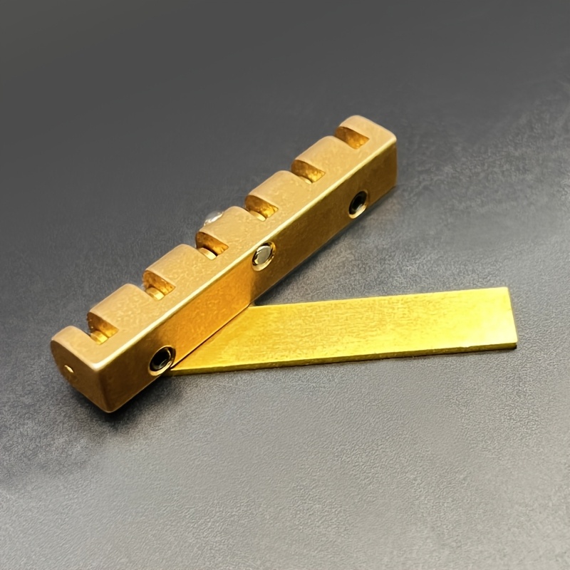 1x CNC Machined Brass Roller Guitar Nut - Adjustable Height (43mm) with 3-Screw System, Compatible with Les Paul LP SG Electric Guitars, -Toned Durable Replacement for 6-String Fretted Instruments (Precision Fit LP/SG Style)