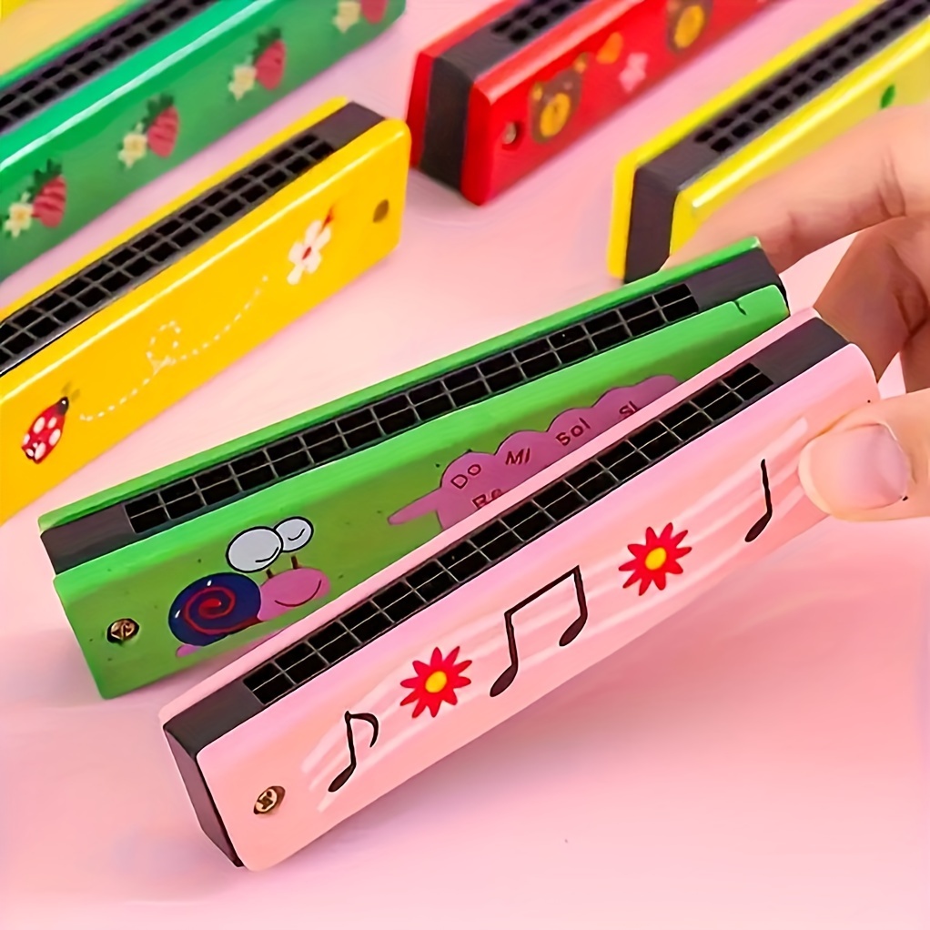 12 Styles Kids Harmonica - Lightweight Cartoon Design with Double Row of 16 Holes, Vibrant Colors & Playful Animal/Object Illustrations, Includes Case - Musical Instrument Toy for Youngsters & Adult Beginners, Christmas Halloween Gifts, Beginner Musical Instrument, Cartoon Style, Durable Construction, Beginner Musicians, Best for Christmas