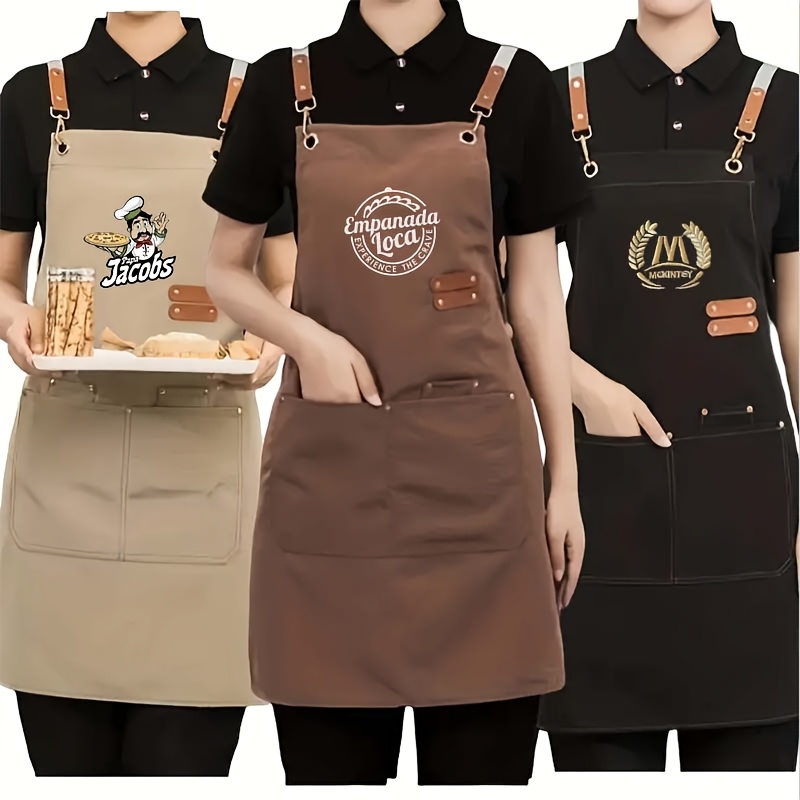 custom logo couple adjustable shoulder strap work apron   name barber gift custom catering waiter apron milk   coffee shop beauty nail   fashion apron