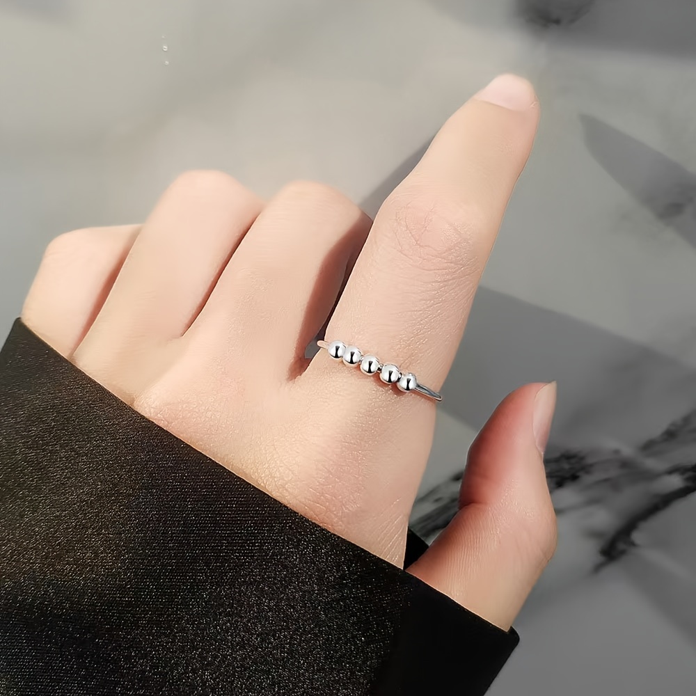S925 Sterling Silver Adjustable Open Ring for Stress Relief
