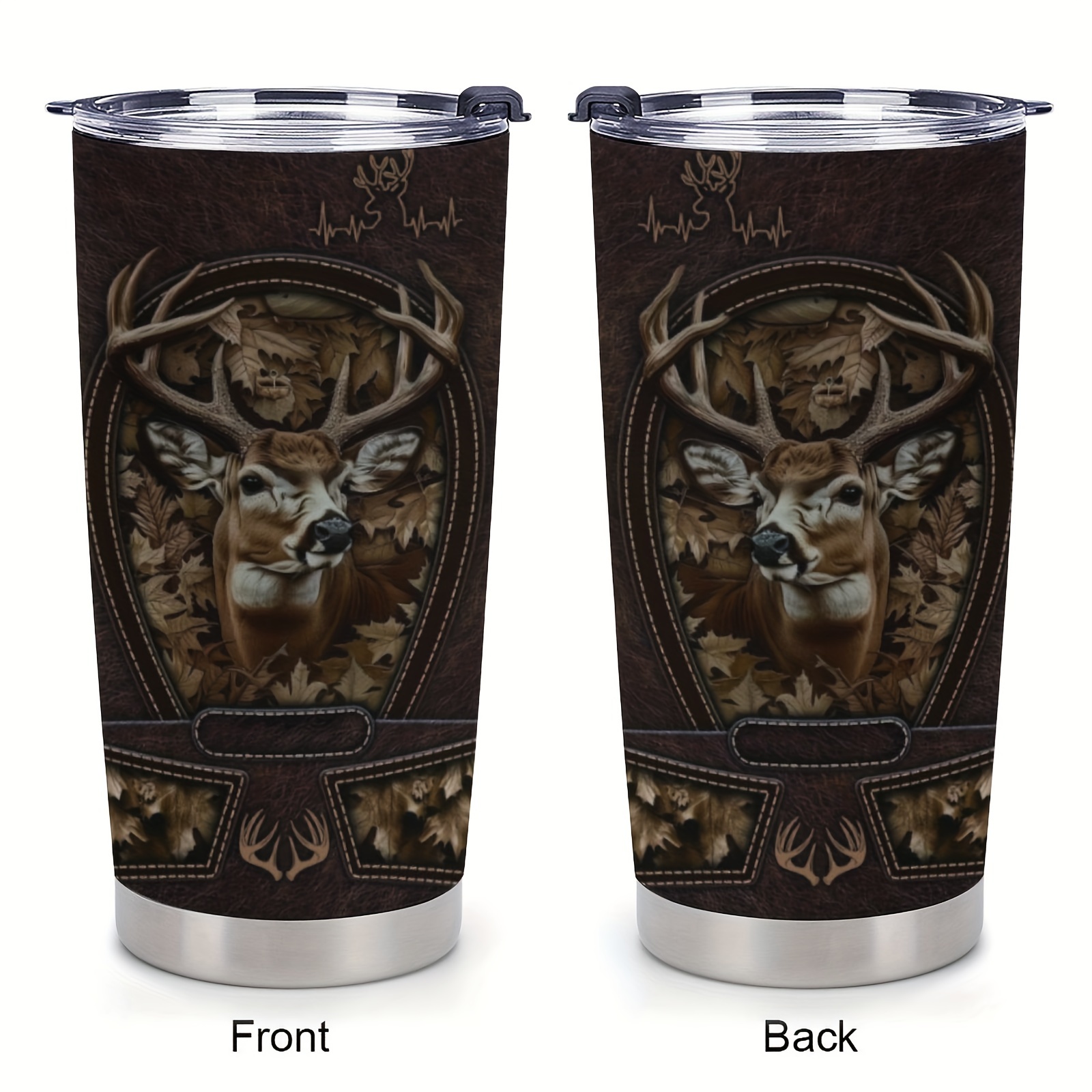 

20oz Insulated Stainless Steel With Deer And , 304 Premium Material, Ideal For 14+, Includes Straw - Great For Day, Christmas, Valentine's Day Gifts