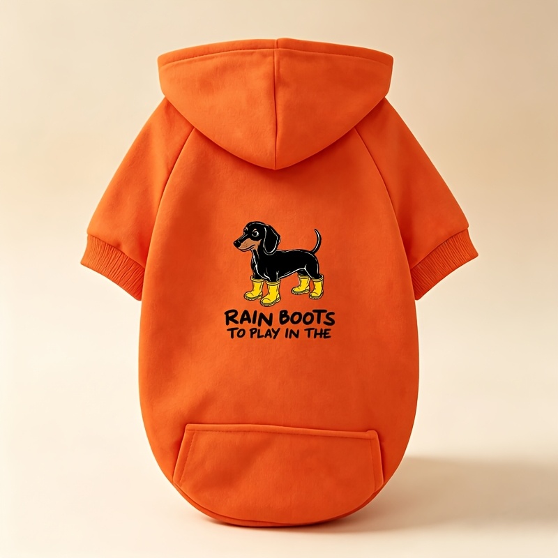 Yellow Rain Boots Dachshund Print Pocket Sweatshirt