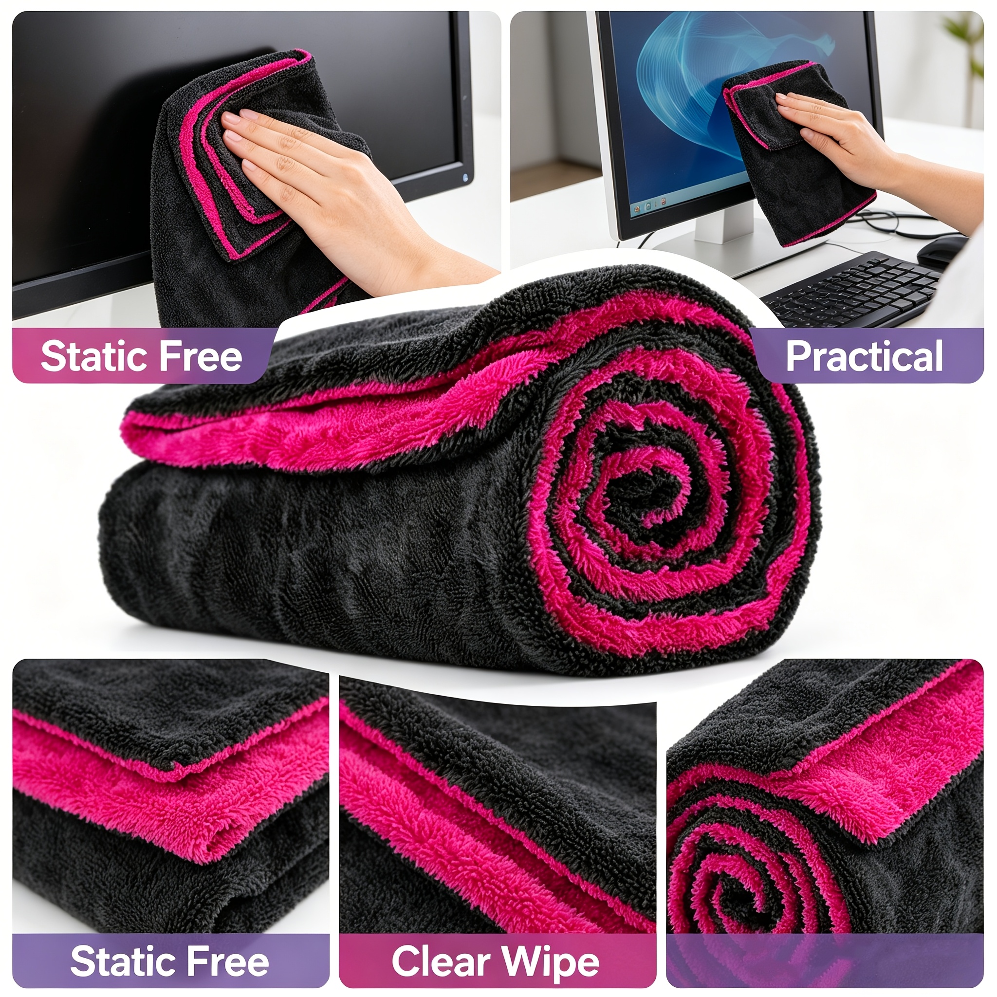 Image of Thickened 1000gsm Ultra-absorbent Twisted Circular Car Towel, No Lint No , Double-sided Thickened Technology Suitable For Cars, Suvs, Trucks, Boats – Drying Of The Whole Car, For Car Beauty