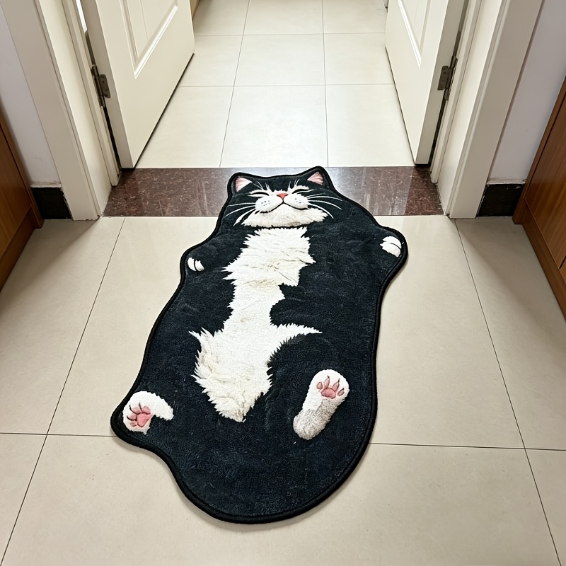 TEMU Imitation Cashmere + 900g + 9mm 2d Flat Thin Pile With 3d Effect, Not Long Pile, Ins-style Cute And Soothing Black And White British Shorthair