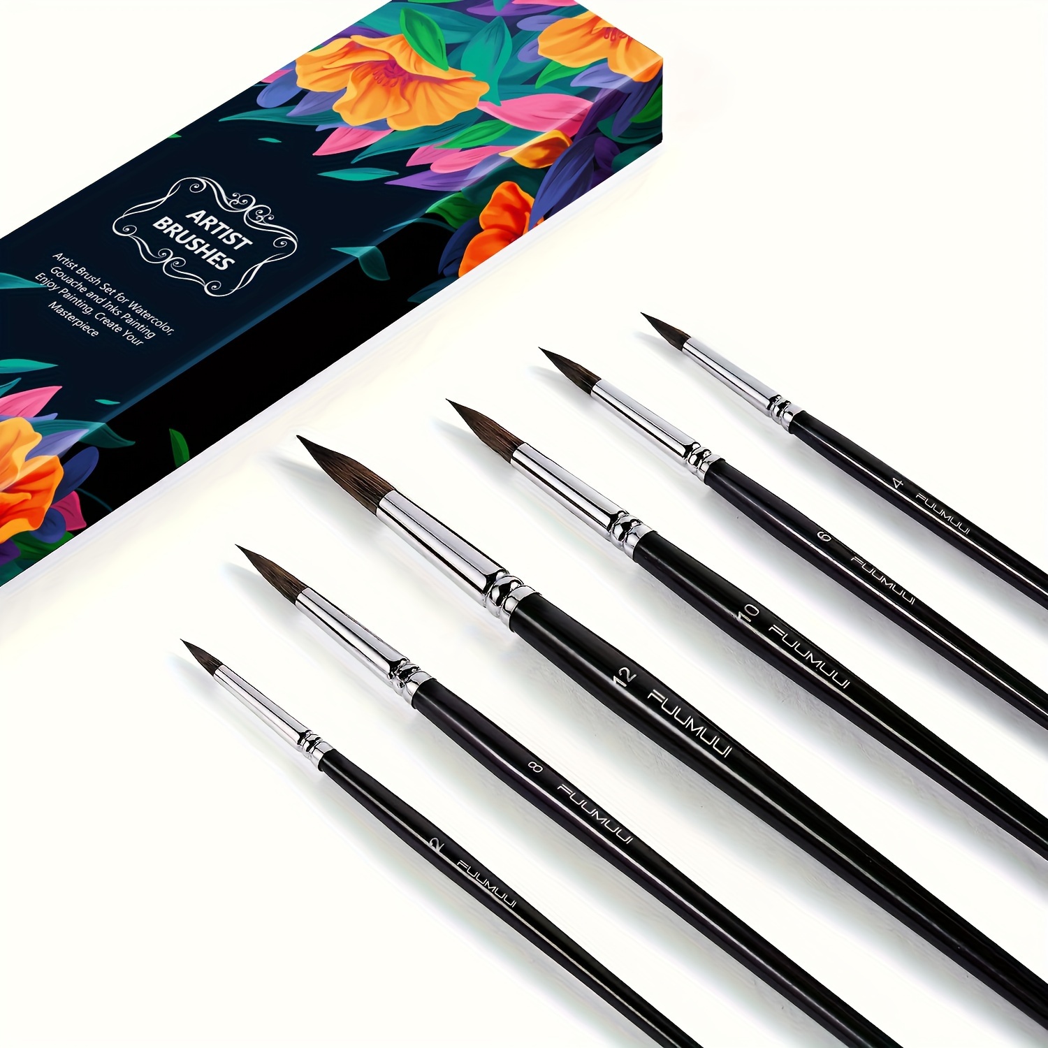 FLYDOM ART Watercolor Paint Brushes Set, Soft Synthetic Squirrel Hair Mixed  Hair, Pointed Round Mop Brush for Watercolor, Acrylic, Gouache, Aquarelle