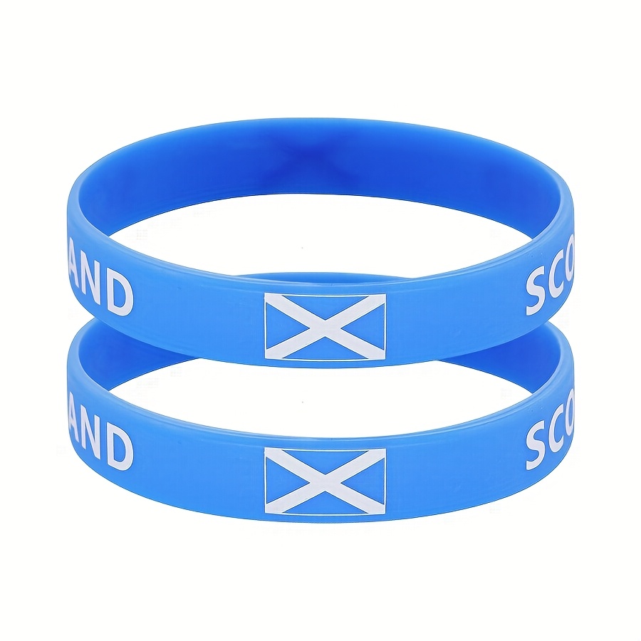 E-shop 2er-Pack Schottland Flagge Silikon Armbänder, Blau-Weißes Design, Weich und Bequem für Festivals, Sportveranstaltungen und