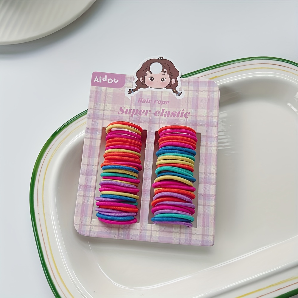 60pcs/Card Easy Basic Small Hair Tie Elastic No Damage