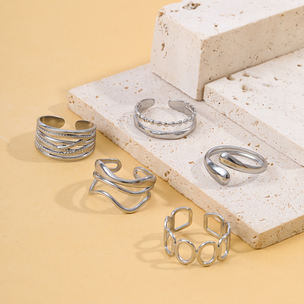 5pcs Unisex Stylish Minimalist Couple Rings Set