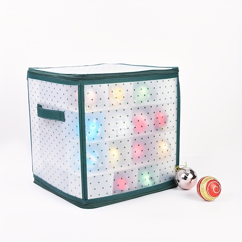 

Multipurpose Christmas Ornament Storage Box, Polyester Organizer, With 4 Tiers For 64 Decorative Balls, Clear Holiday Decoration Container With Dividers For Seasonal Display, Tree Storage