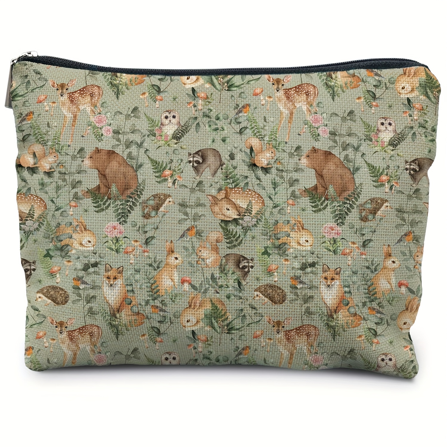 TEMU 1 Stück Waldtiere Make-up-Tasche, Geschenk für Tierliebhaberinnen, Kosmetiktasche für , Cottagecore Make-up-Tasche, Ästhetische Make-up-Tasche,