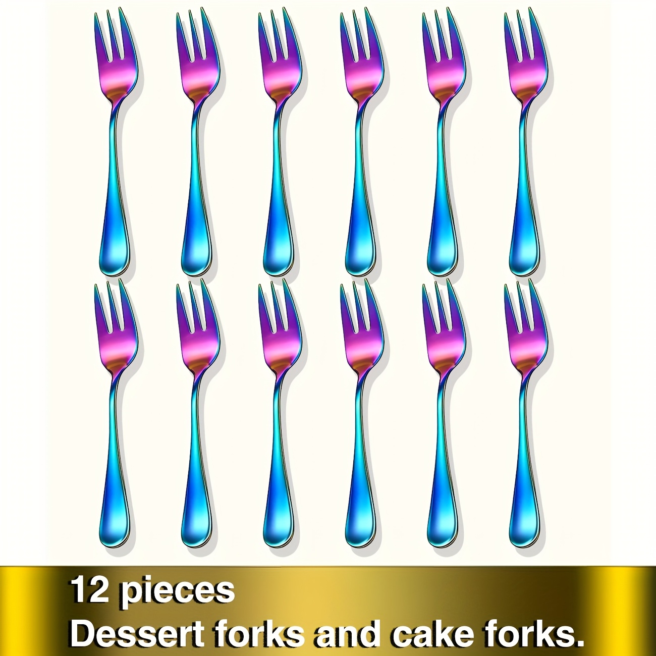 Appetizer Forks, 6/12pcs, 5.4 Inches, Stainless Steel Dessert Forks, 3-prong Portable Cocktail Salad Fruit Forks, Perfect For Parties And Travel