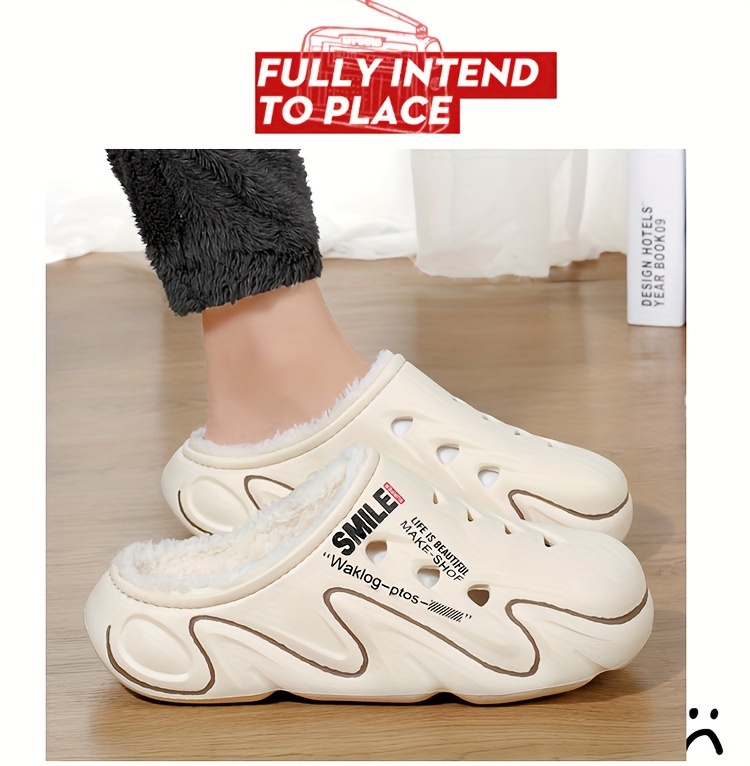 Men's Winter Clogs with Fleece Lining - Warm, High Quality, Non-Slip EVA Sole, Black & Orange Design, Indoor/Outdoor Use, Large Size Options, Indoor Footwear | Casual Slipon | Durable Traction Footwear