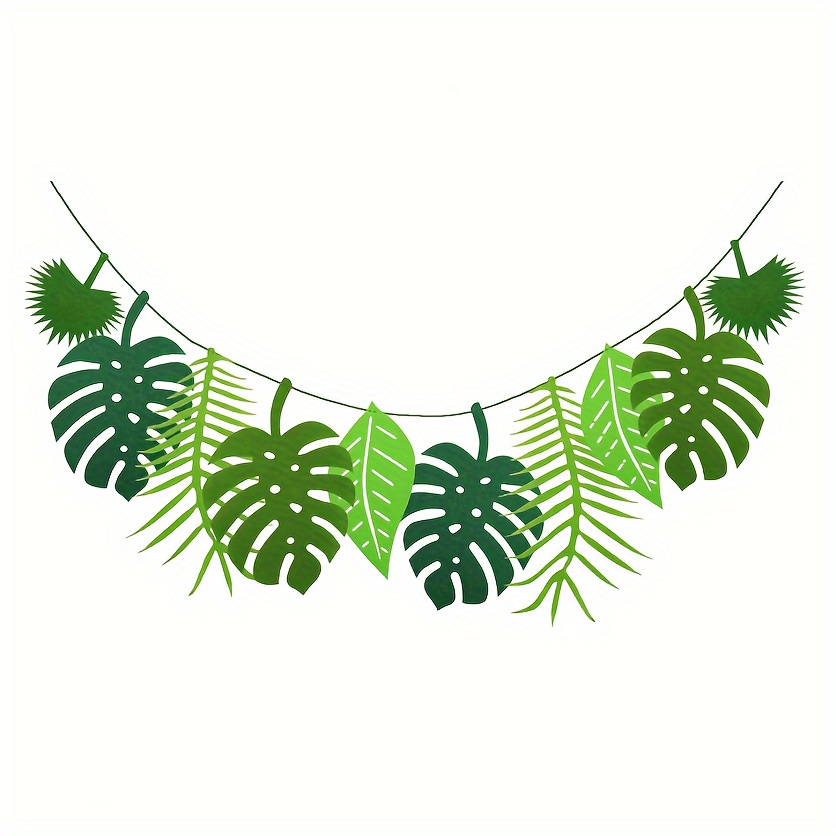 

Set, Leaves Banner Hawaiian Party Happy Summer Birthday Party Garland Safari Jungle Theme Decoration