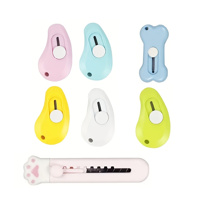 

7pcs Mini Retractable With Keychain - Compact & Letter For Daily Use, Plastic, Slide Open