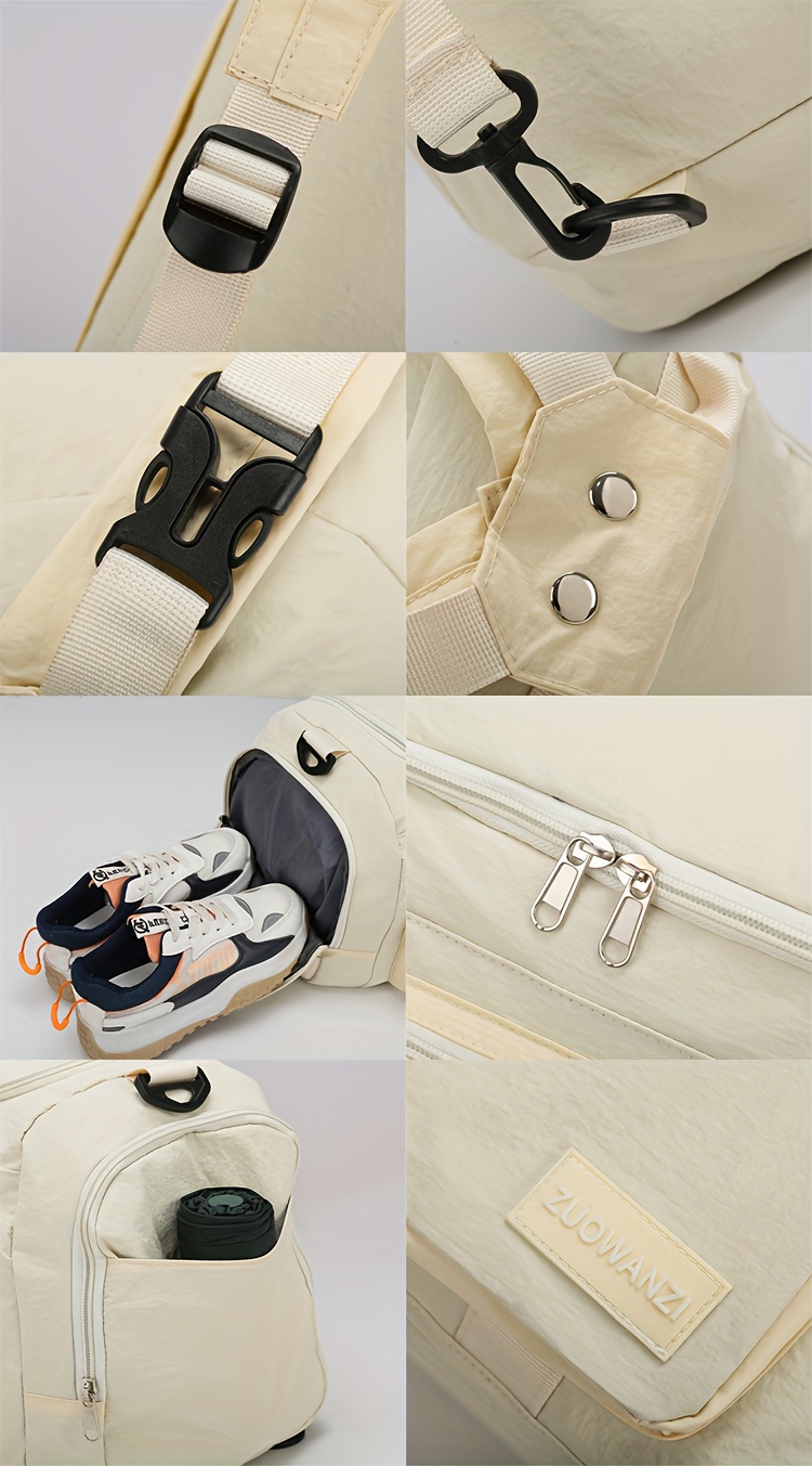 Bolsa de viaje de tres en uno 2025, Bolsa de equipaje, Separación seca y húmeda multifuncional de gran capacidad para viajes cortos, Bolsa de yoga, Puede ser atada a la maleta, Almacenamiento plegable, Compartimiento independiente para zapatos, Mochila transversal