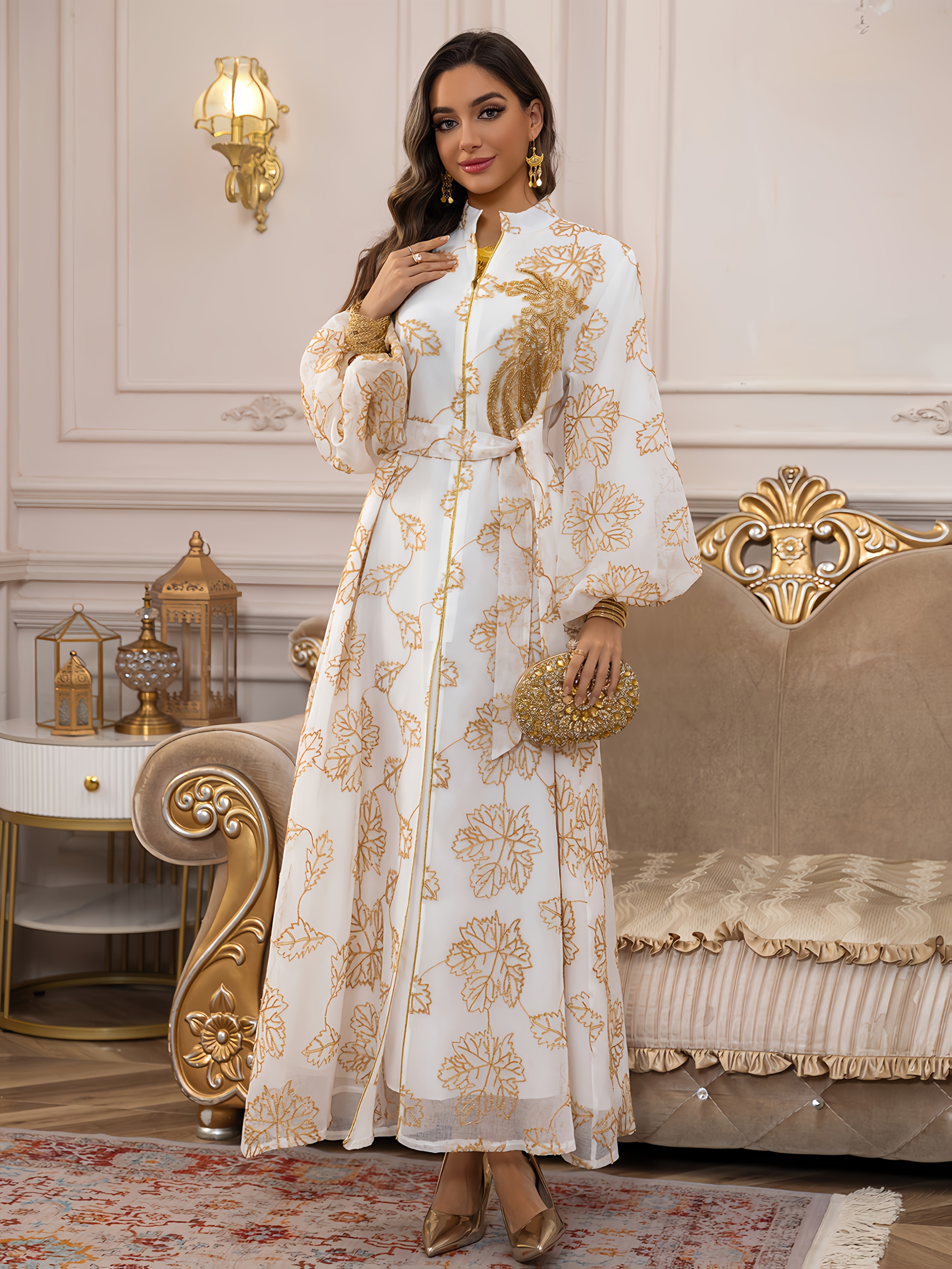 chinese dress ladies Arab Dubai Evening Dress Silver Gray Woman Wedding Party Prom Formal G –  Jill Wish main image 1