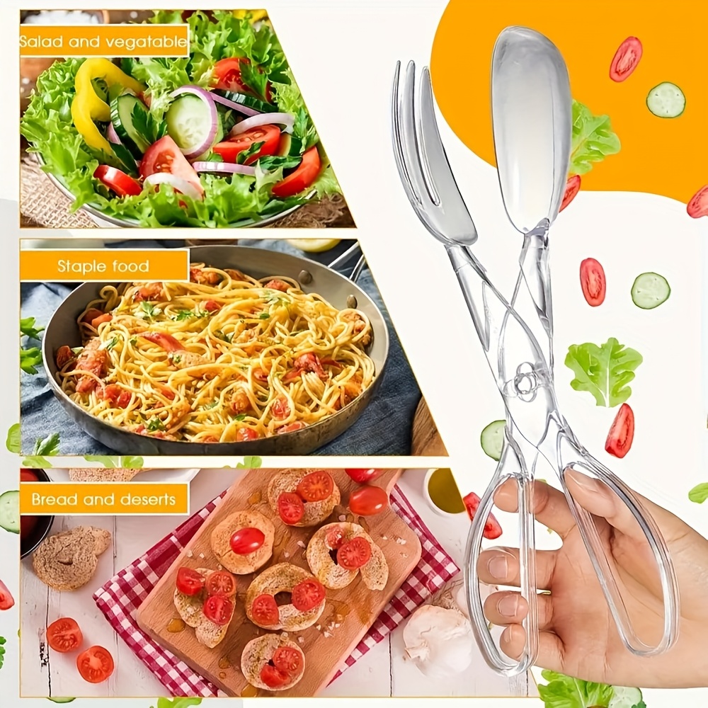   heavy duty transparent plastic salad scissors clamp with reusable heavy duty shears suitable for bbq buffet party serving salad dressing hygienic for large groups outdoor picnics Product details 4