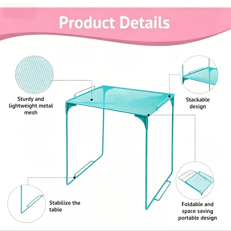 TEMU Étagère de casier pliable en métal, organisateur en , cuisine, école, support de rangement empilable, étagère sur pied, étagère sur pied