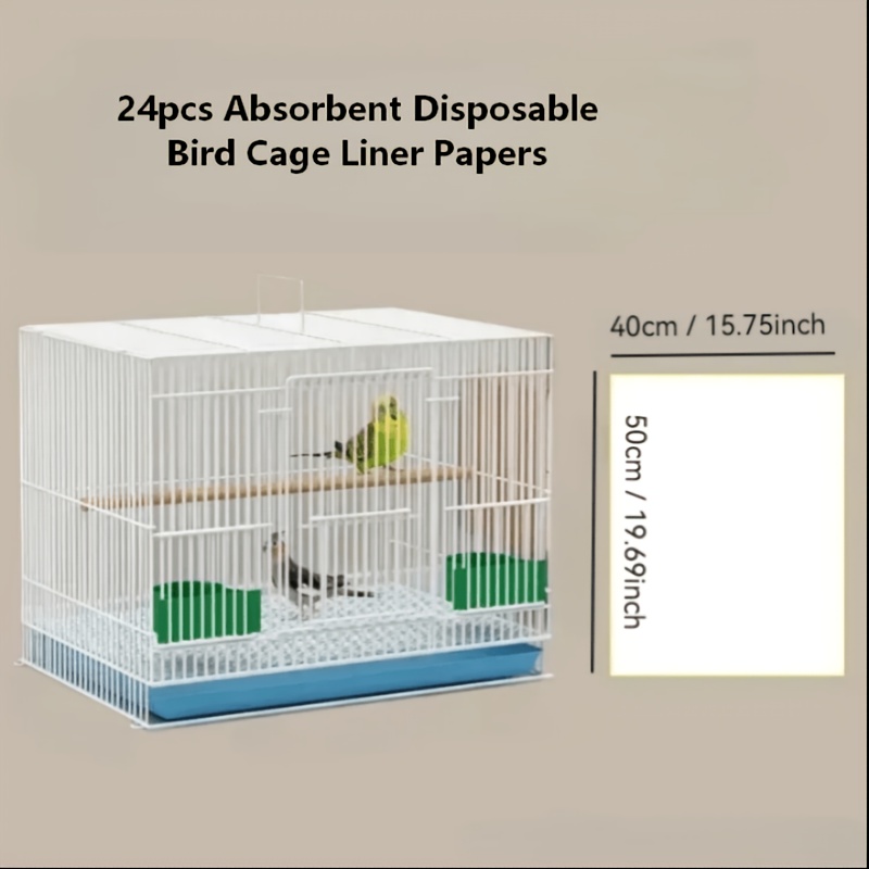 TEMU 24-pack Absorbent Disposable Bird Cage Liner Papers, Non-woven Polyester Fiber Parrot Cage Mat For Easy , Suitable For