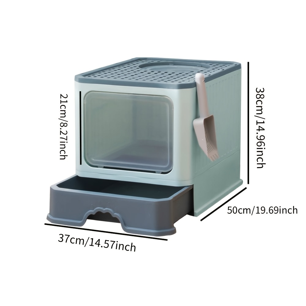 Image of Litter Box With Scoop, Litter Box With Drawer, Large Litter Box, Suitable For Living Rooms And , Easy To Clean, Green