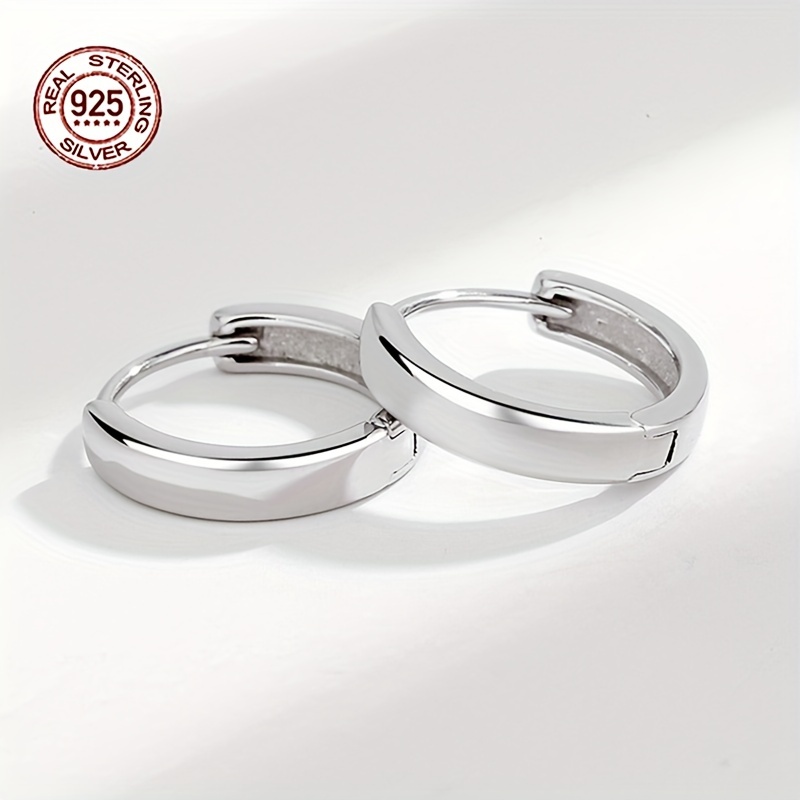 Men's Classic Round Stud Earrings, 925 Sterling Silver