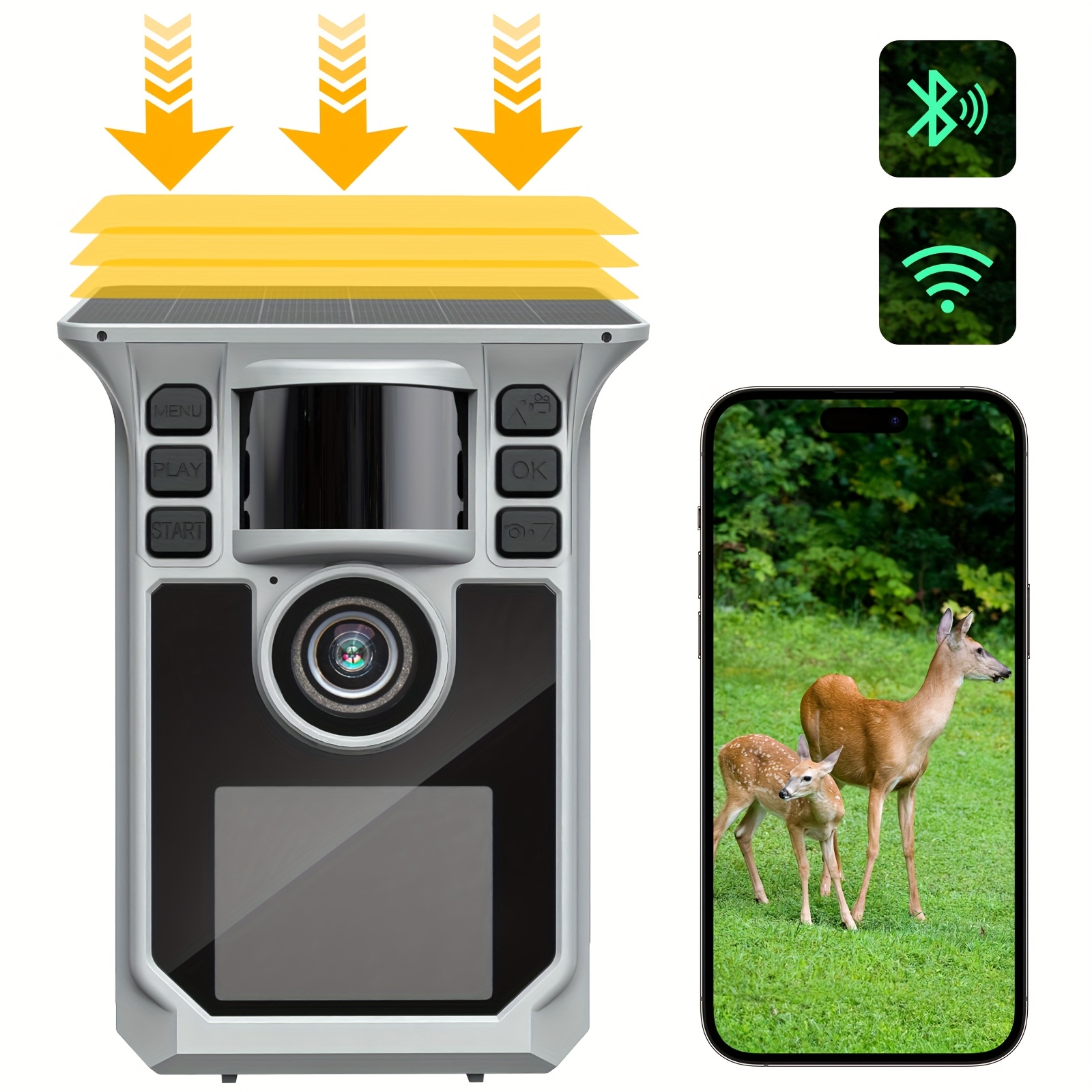 Image of 4k 30fps Solar Trail Camera, Wifi Trail Camera With Night Vision 0.2s Trigger Motion Activated, Game Camera With 130° Detection