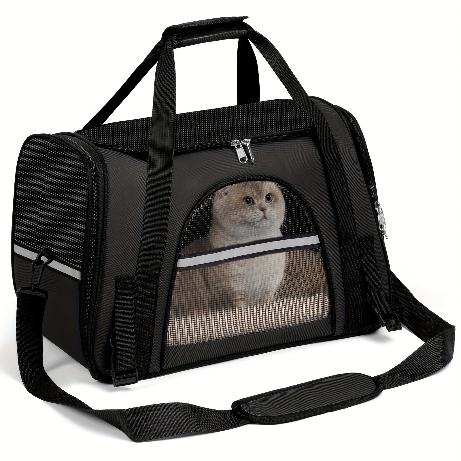 cat carriers for cats secure zipper anti escape   backpack   ventilated foldable   travel bag car airline approved collapsible cage with breathable design