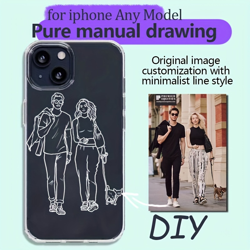

Diy Hand-painted Lines Simple Style Custom Phone Case For 15 14 13 12 11 Pro Max 8 7 Plus X Xr, Protective Phone Case, Fall-proof Phone Case
