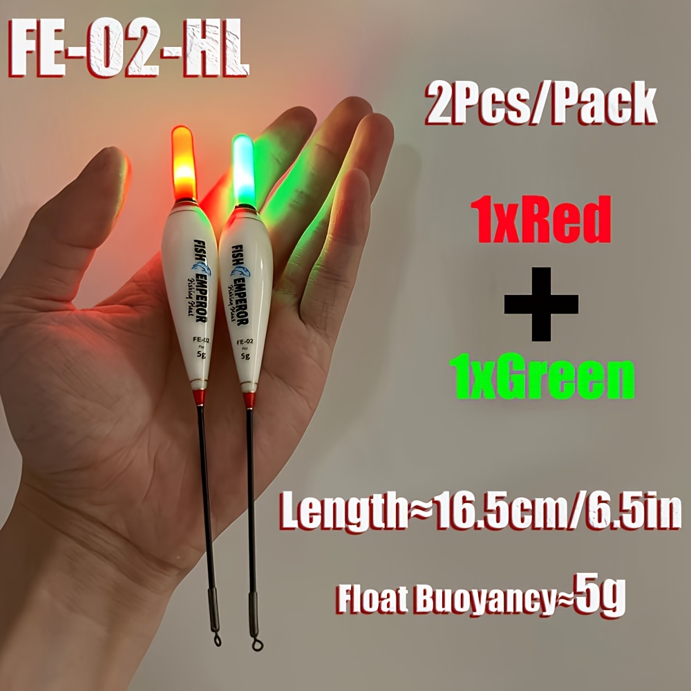 E-shop 2er-Set elektronische Angelbojen mit LED-Licht in Rot und Grün, leuchtende Stäbe /5G/7G/10G/13G für Karpfenangeln mit hoher Auftriebskraft,