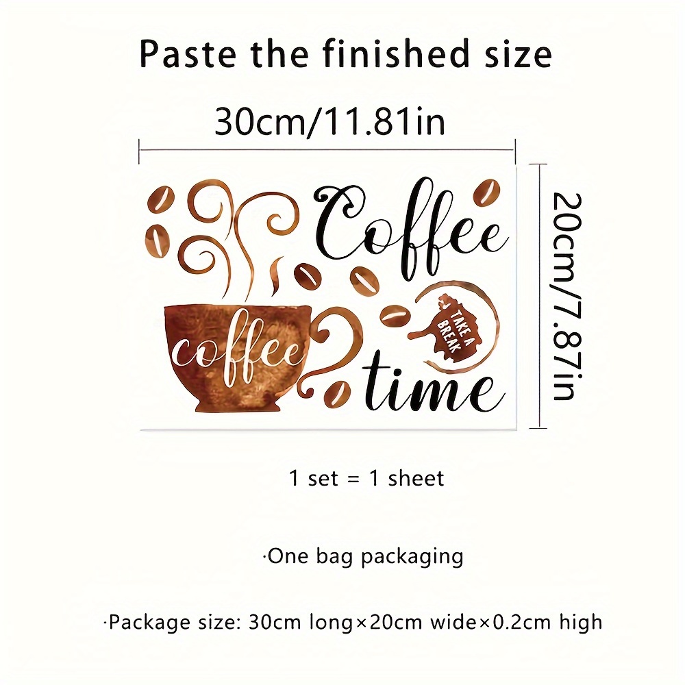 1pc, Wall Stickers, Coffee, Removable Waterproof Pvc Stickers, Suitable For Wall Decoration And Home Decor, 7.87in*11.8in
