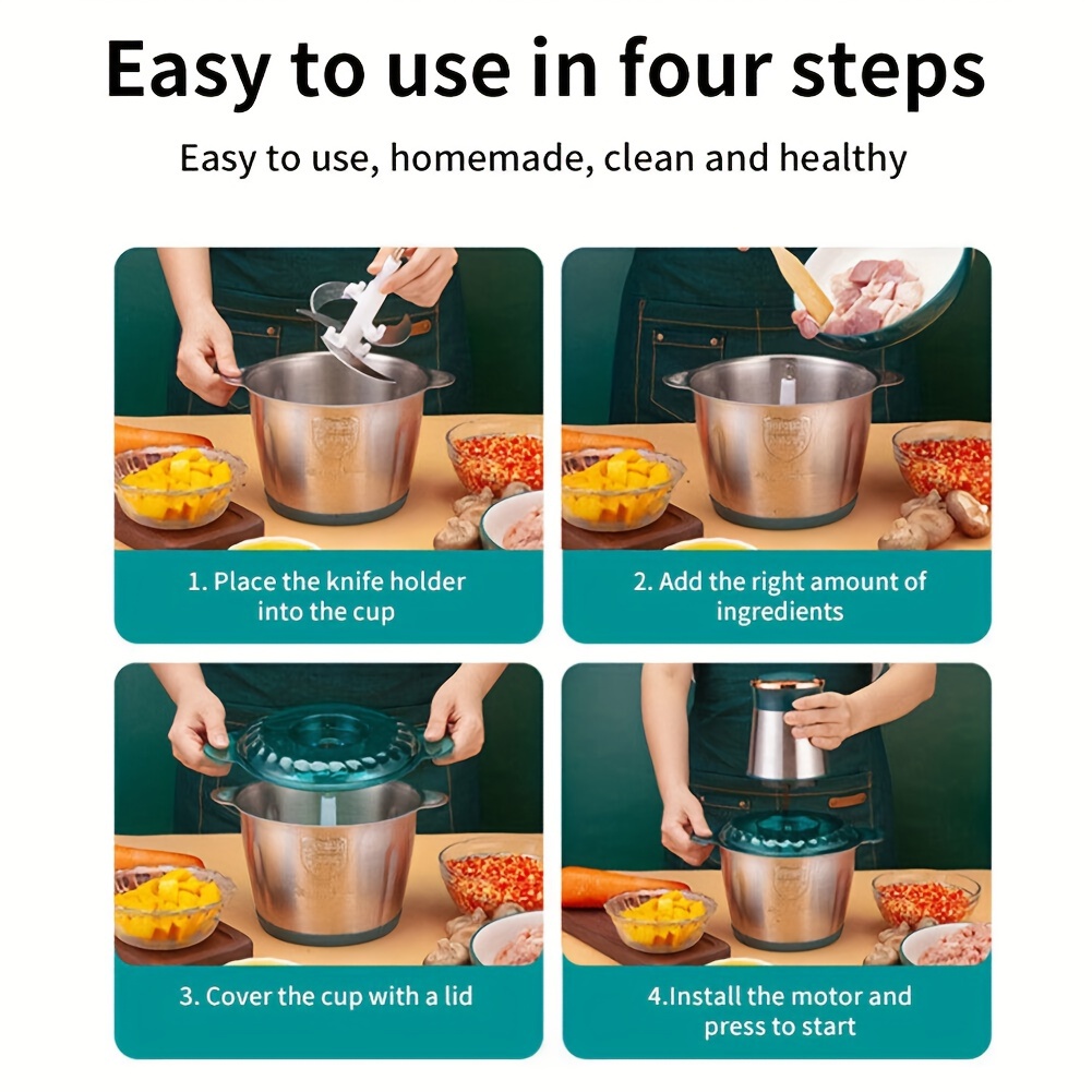 2l meat grinder electric food processor stainless steel meat blender food chopper for meat vegetables fruits and nuts 250w details 7