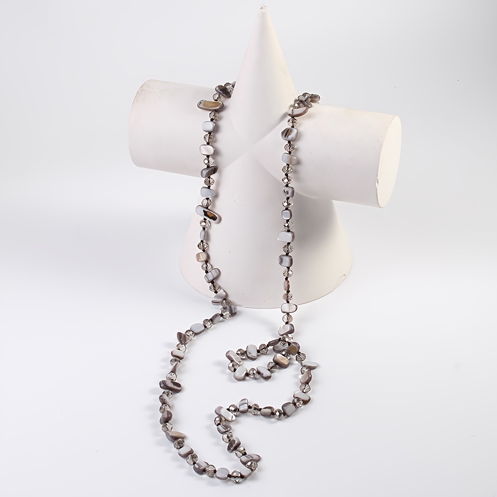 Bohemian Colorful Shell Glass Layer Long Necklace for Women